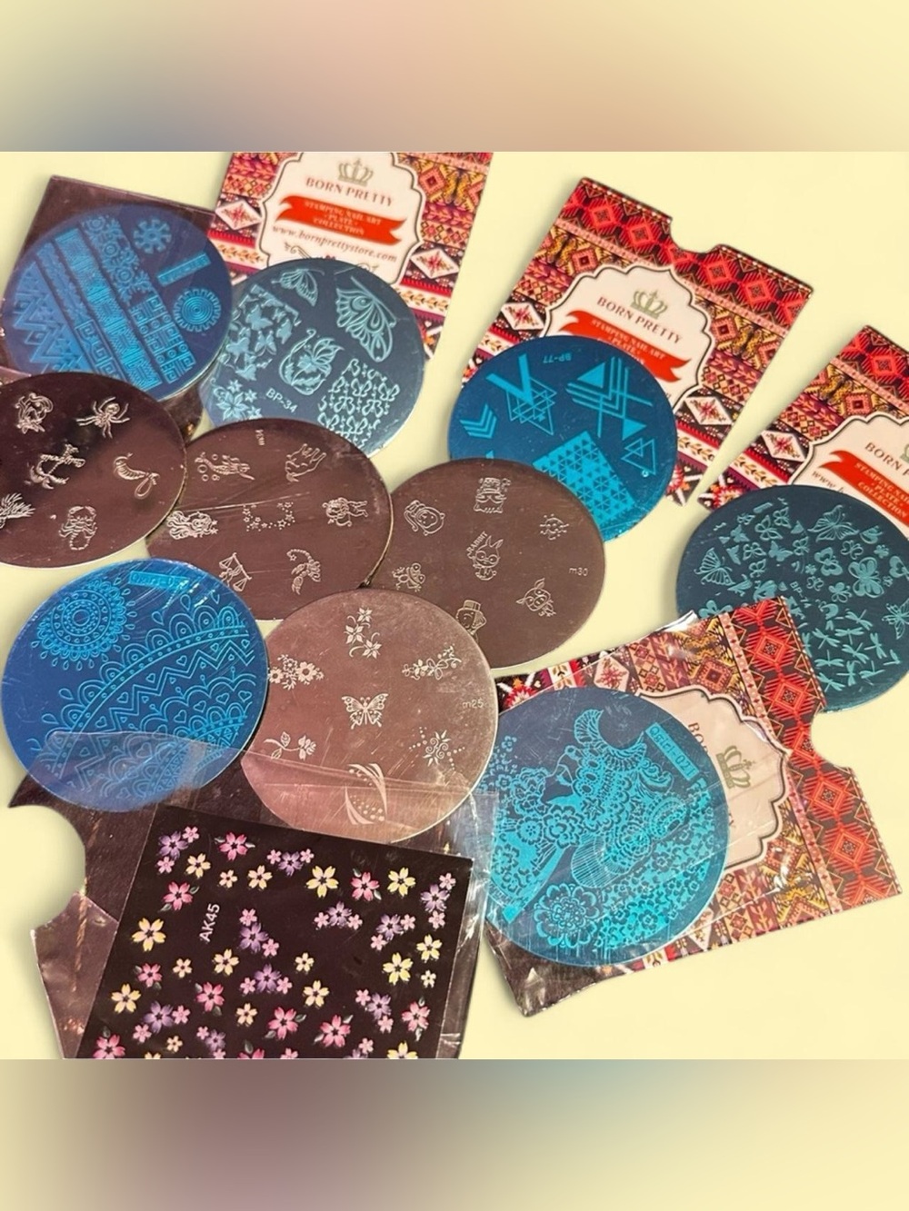 Born Pretty Nail Stamping Plates Set of 11 Mermaid Butterfly Geisha Floral